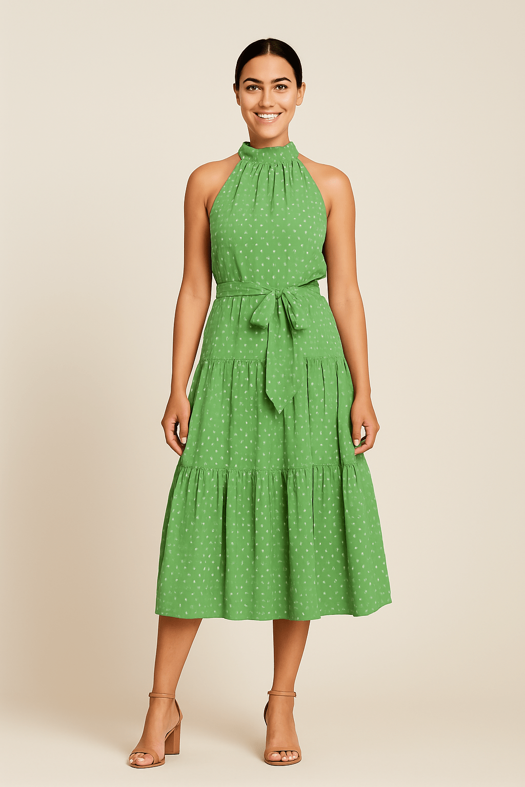 Ashford | Polka Dot Halter Maxi Dress – Flowing Sleeveless Summer Style for Women - Ashford London Clothing