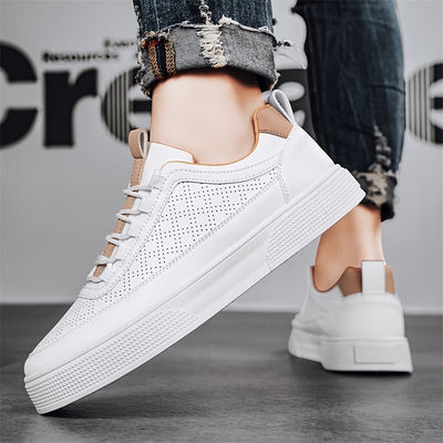 ASHFORD | Porter Men’s leather sneakers with breathable perforated design - Ashford London Clothing