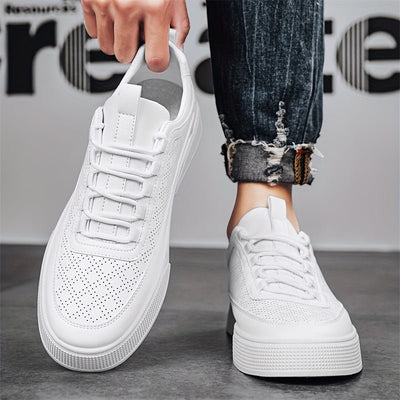 ASHFORD | Porter Men’s leather sneakers with breathable perforated design - Ashford London Clothing