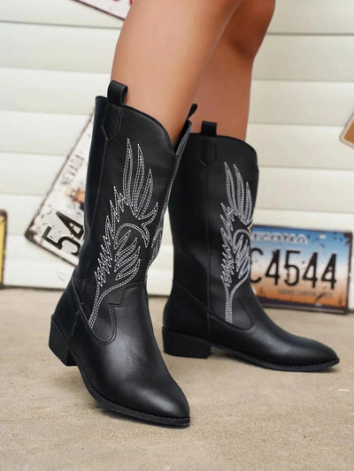 Ashford | Ragna – Women’s Western PU Leather Cowboy Boots with Stitch Detail