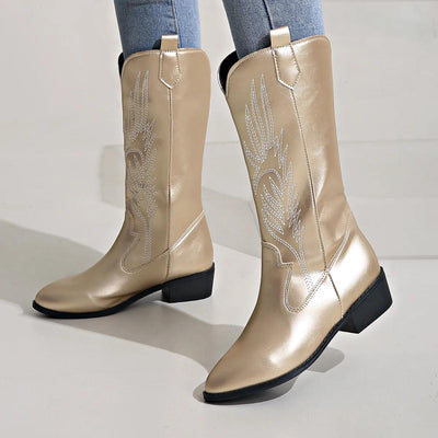 Ashford | Ragna – Women’s Western PU Leather Cowboy Boots with Stitch Detail