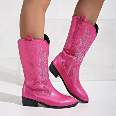 Ashford | Ragna – Women’s Western PU Leather Cowboy Boots with Stitch Detail