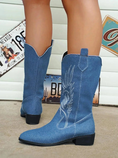 Ashford | Ragna – Women’s Western PU Leather Cowboy Boots with Stitch Detail