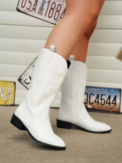 Ashford | Ragna – Women’s Western PU Leather Cowboy Boots with Stitch Detail