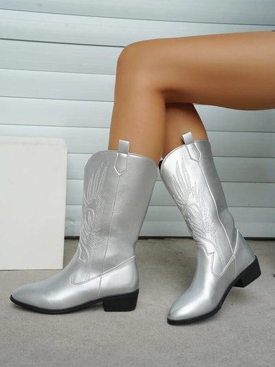 Ashford | Ragna – Women’s Western PU Leather Cowboy Boots with Stitch Detail
