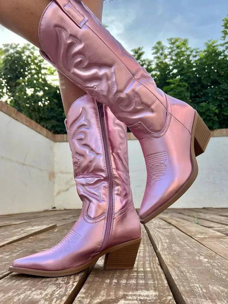 Ashford | Rowena – Women’s Mid-Calf Cowboy Boots with Stitching & Pointed Toe