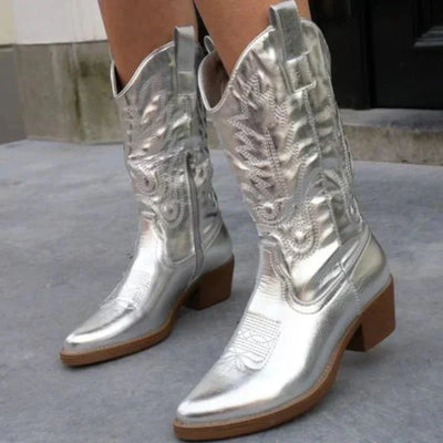 Ashford | Rowena – Women’s Mid-Calf Cowboy Boots with Stitching & Pointed Toe