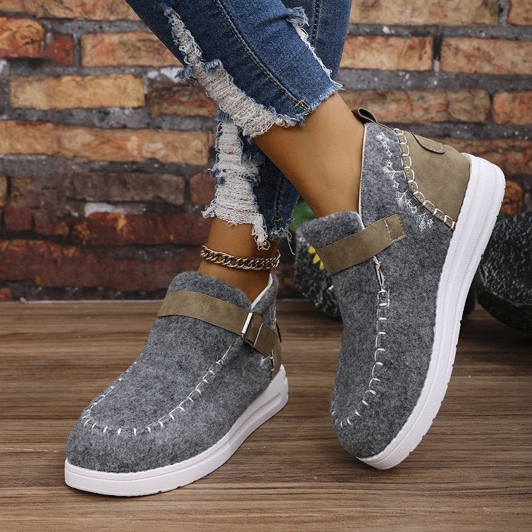 Ashford | Selene – Women’s Slip-On Ankle Boots with Buckle Strap & Suede Look