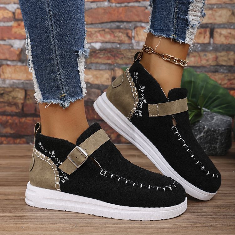 Ashford | Selene – Women’s Slip-On Ankle Boots with Buckle Strap & Suede Look