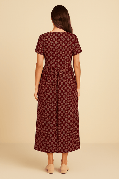 Ashford | Short Sleeve Maxi Dress with Empire Waist and V - Neck - Ashford London Clothing