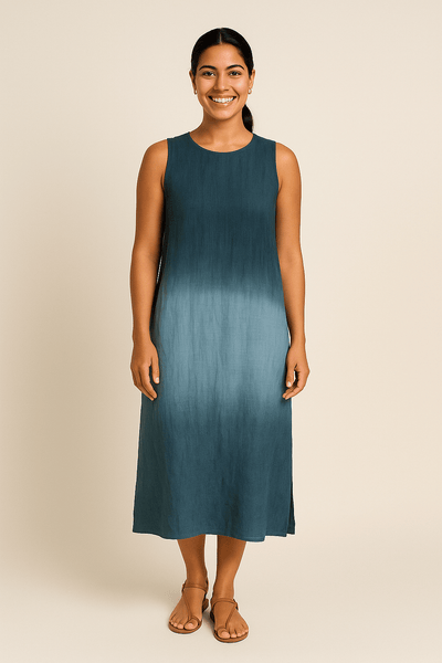 Ashford | Sleeveless Relaxed Maxi Dress with Round Neck - Ashford London Clothing