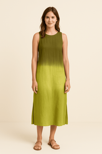 Ashford | Sleeveless Relaxed Maxi Dress with Round Neck - Ashford London Clothing