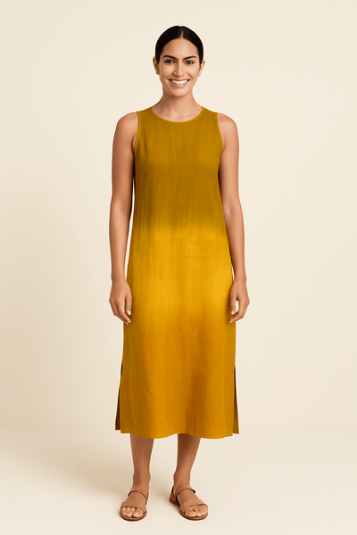 Ashford | Sleeveless Relaxed Maxi Dress with Round Neck - Ashford London Clothing