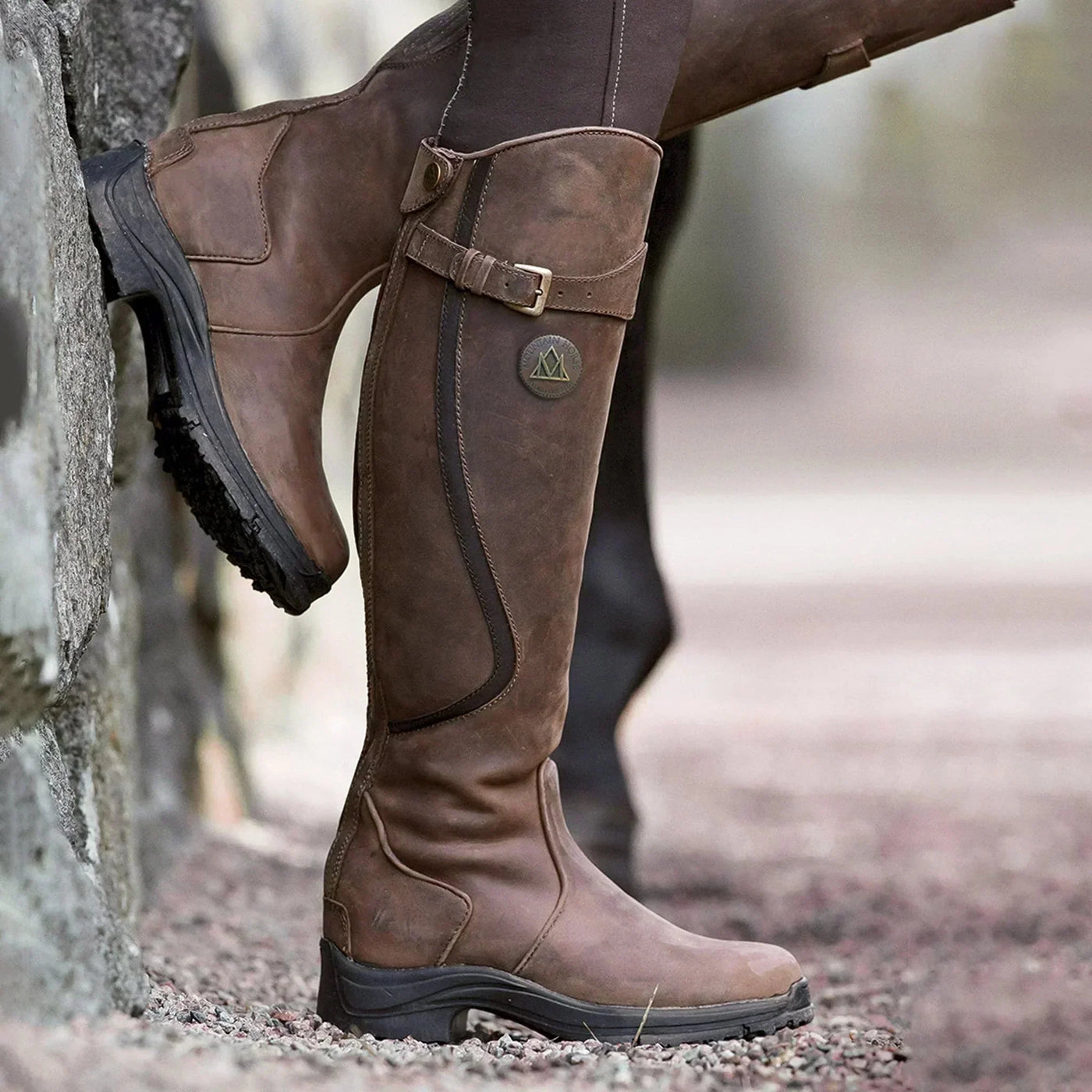 Ashford | Thalia – Women’s Knee-High PU Leather Boots with Buckle & Waterproof Sole
