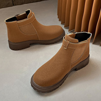 Ashford | Thyra – Women’s Chunky Sole Ankle Boots with Retro Buckle Faux Leather