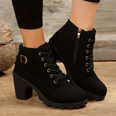Ashford | Thyra – Women’s Heeled Ankle Boots in Suede with Side Zip & Block Heel
