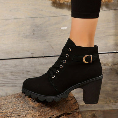 Ashford | Thyra – Women’s Heeled Ankle Boots in Suede with Side Zip & Block Heel