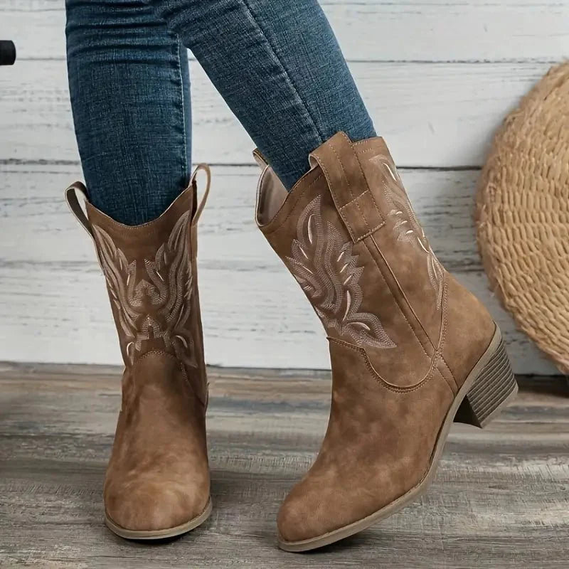 Ashford | Thyra – Women’s Vegan Western Cowboy Boots with Stitch Detailing