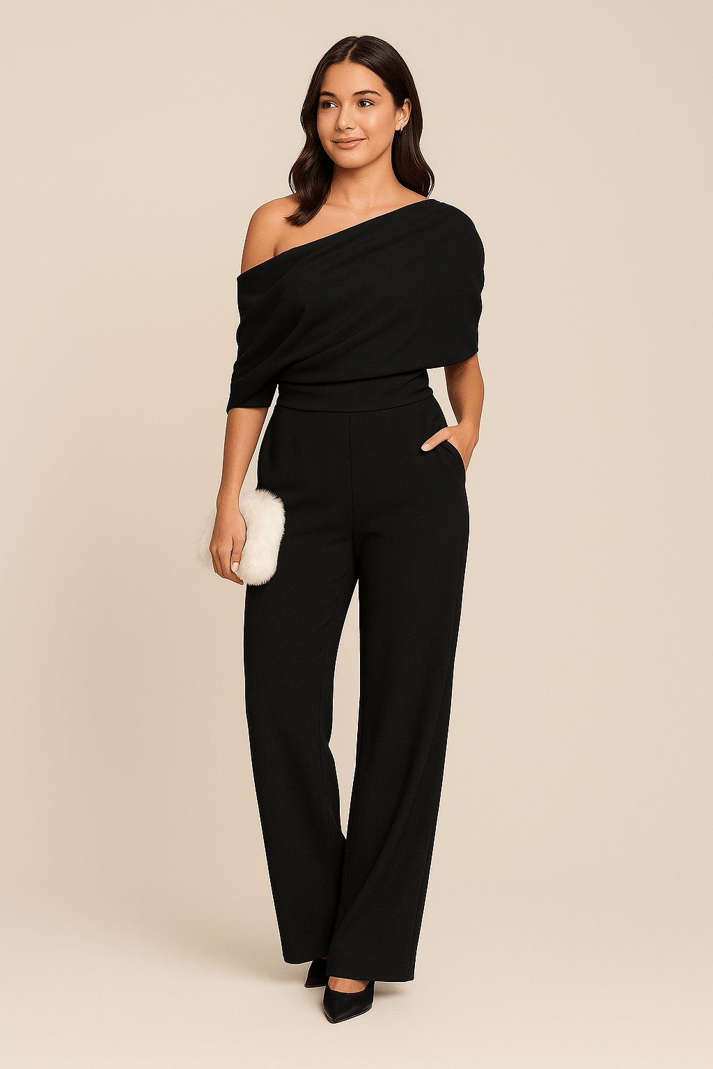 Ashford | Women's Elegant Jumpsuit – Tie Waist & Wide - Leg Cut (line) - Ashford London Clothing