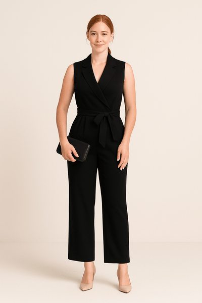 Ashford | Women's Spring Jumpsuit – Single - Breasted Cut with Tie Waist - Ashford London Clothing